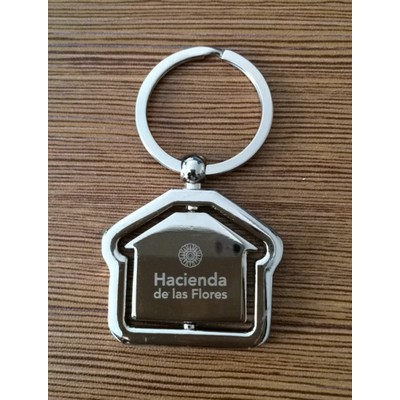 Spinning House Shaped Metal Keychain