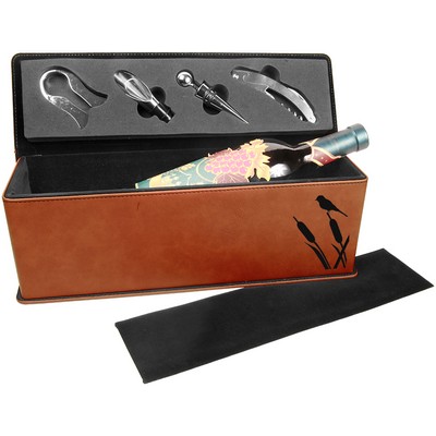 Leatherette Single Wine Box With Tools - Rawhide