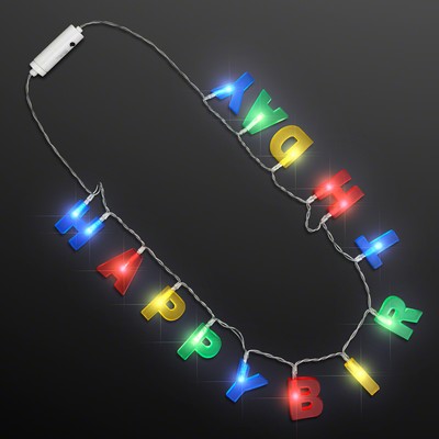 LED Happy Birthday Necklace, Light Words - BLANK