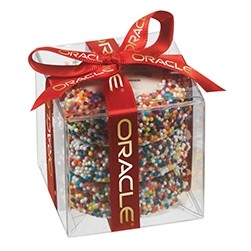 Chocolate Covered Oreo® Present w/ Custom Oreo® Cookies and Rainbow Nonpareils