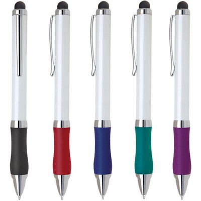 RG Series Stylus / Ball Point Pen - Touch Stylus top with white pen barrel, blue grip