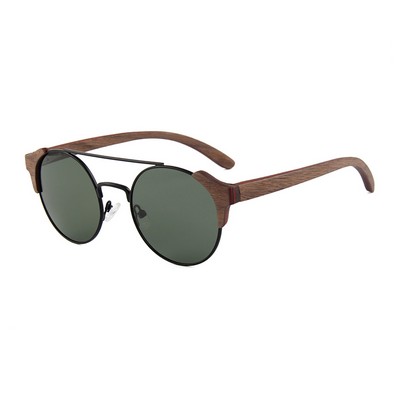 Rounded Ebony Wood Sunglasses