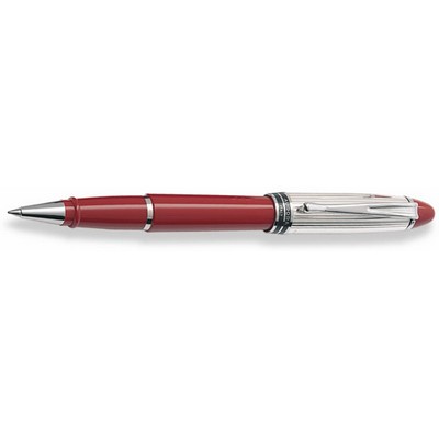 Luxury Line Aurora Ipsilon Silver Sterling Silver Cap & Red Barrel Rollerball Pen