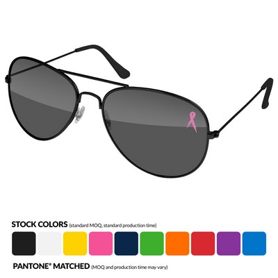 Breast Cancer Awareness Metal Aviator Sunglasses