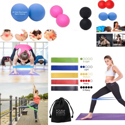 Kidder Double Massage Ball + Fitness Resistance Bands Set