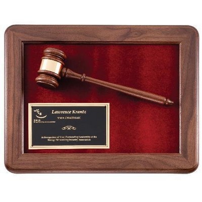 Walnut Frame Gavel Plaque 15 x 12"