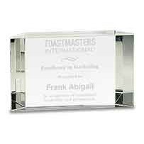 Standing Billboard Crystal Award, 3 1/2"H