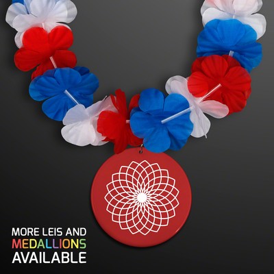 Red White & Blue USA Leis (Non-Light Up) - Domestic Imprint