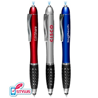 Union Printed - Brilliant - 3-in1 LED Flashlight Stylus Pen with 1-Color Logo