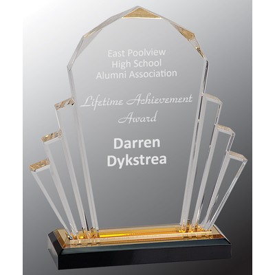 6" x 9" Gold Faceted Impress Acrylic Award