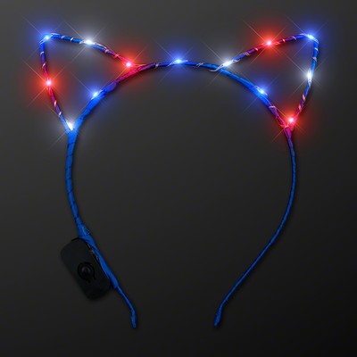 Red White & Blue Starlight Kitty Cat Ears Headband