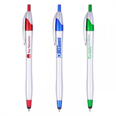 Retractable ballpoint pen with stylus