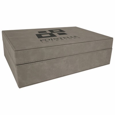 12 1/4" x 8 1/4" Gray Leatherette Premium Gift Box