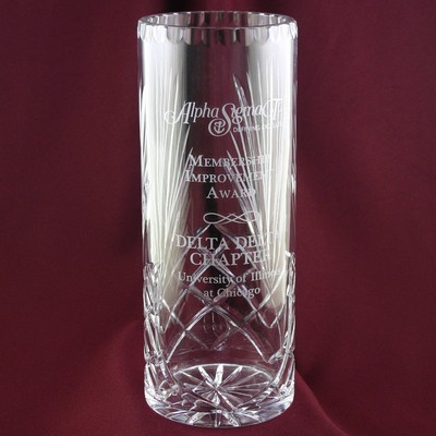 12" Cylinder Lead Crystal Vase Award