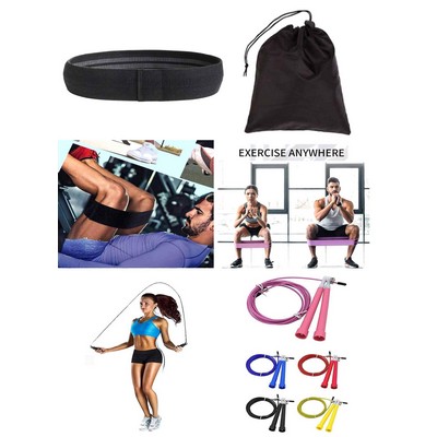 Kidder Booty Exercise Band + Jump Rope (Black)