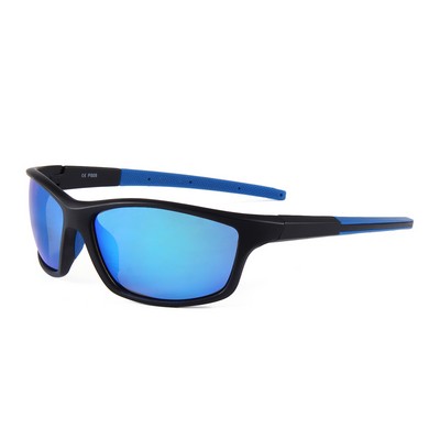 Sunglasses - Blue Mirror Lenses - Black and Blue Frames