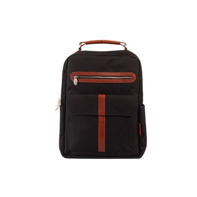 LOGAN | 17" Black Nylon Two-Tone Dual-Compartment Laptop & Tablet Backpack | McKleinUSA