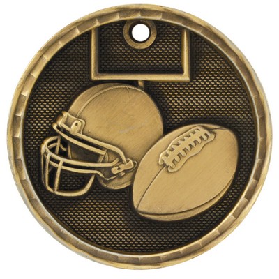 2" Antique Finish 3D Football Medal