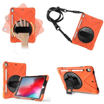 Kidder iPad 10.2" Case with Hand Strap + Shoulder Strap (Orange)