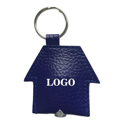 PU Leather LED Keychain House Shape