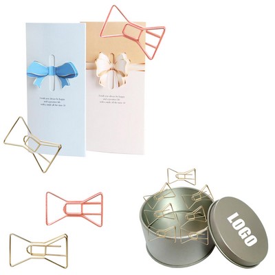 Bow Tie Shaped Paper Clips in Tin Box