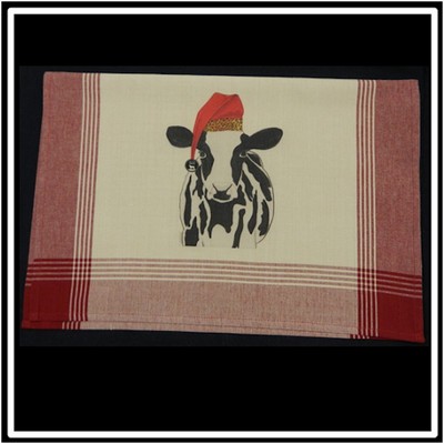 Red/Tea Dyed Plaid Kitchen Towel with Custom Print