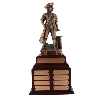 18¾" Bronze Perpetual Minuteman Trophy w/32 Name Plates