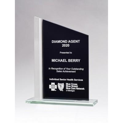 Zenith Series Black Silk Screened Glass Award (6.1.25" x 7.75")