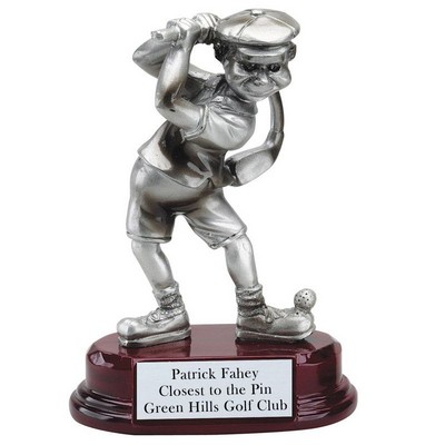 5½" Antique Pewter Comic Male Golf Hit & Swing Trophy