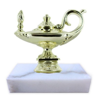 3¾" Lamp of Learning Trophy w/White Marble Base