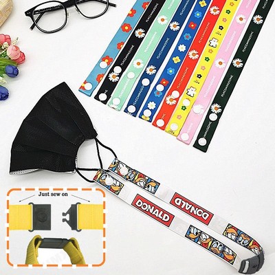 5/8" Safety Breakaway Face Mask Lanyard w/ Snap Button Full Color