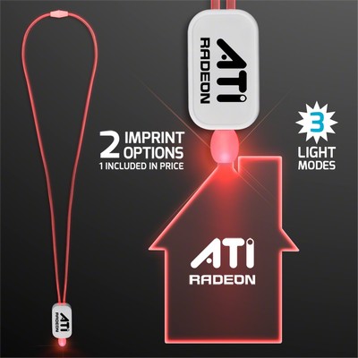 LED Neon Red Lanyard with Acrylic House Pendant - Domestic Imprint