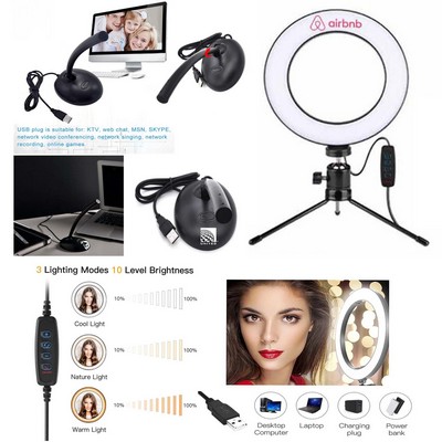 Kidder 8" Ring Light + USB Microphone for Chat, Skype, Desktop, Laptop Mic