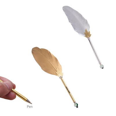 Golden Silver Feather Pen