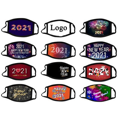 2021 Happy New Year Reusable Sublimation Face Mask