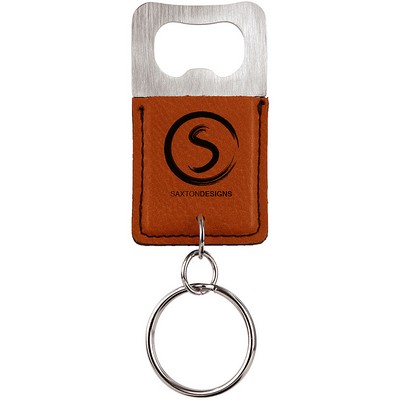 Rawhide Leatherette Rectangle Bottle Opener Keychain – Laserable