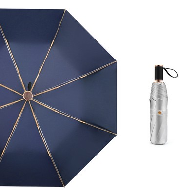 42" Arc Titanium Silver Mini Folding Umbrella UPF 50+