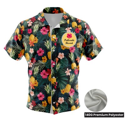 Unisex and Kids' Full Sublimation Hawaiian Shirt - 140G 4-Way Stretch Poly