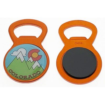 Orange/Gold Circle Bottle Opener Magnet