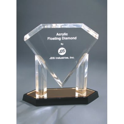 9 1/2" Gold Floating Diamond Acrylic Award