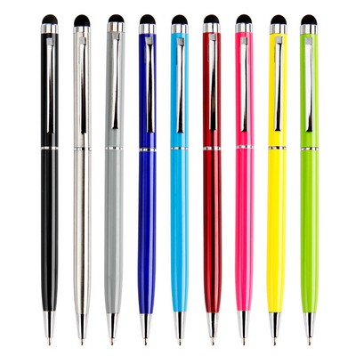 Slim Metal Twist Action Stylus Ballpoint Pen