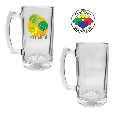 25 Oz. Glass Beer Tankard with Thumb Rest - Dishwasher Resistant - Precision Spot Color