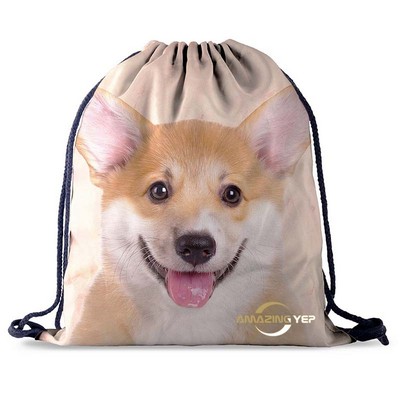 Classic Cinch Up Corgi 3D Digital Drawstring Backpack