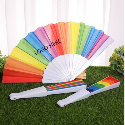 Rainbow Folding Hand Fan