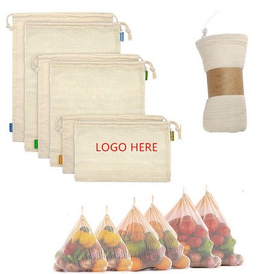 Eco-Friendly Reusable Cotton Mesh Produce Bags Grocery Bags