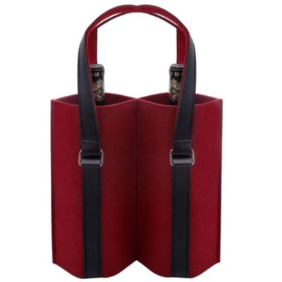 2 Bottle Felt Wine Carrier Tote Bag