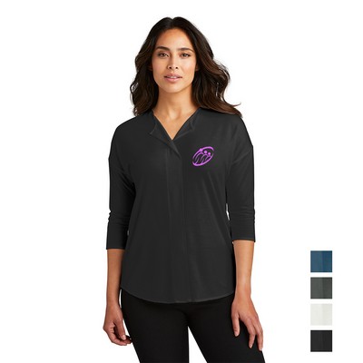 Port Authority® Ladies Concept 3/4-Sleeve Soft Split Neck Top