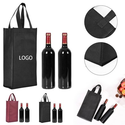 Non-Woven Couple Bottle Wine Tote Bag Holder