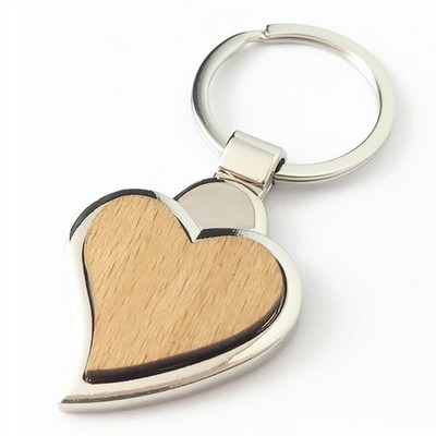 Heart Wood Keychain w/ Metal Frame