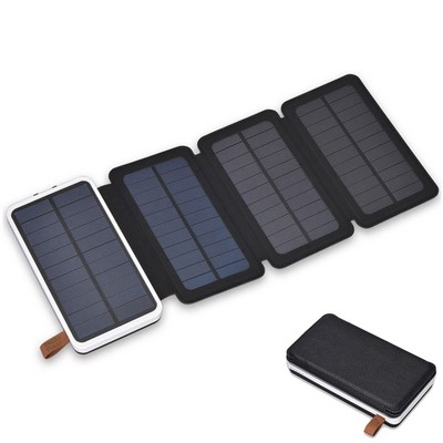 20000mAh Solar Charger w/4 Foldable Panels & Water-Proof Cover